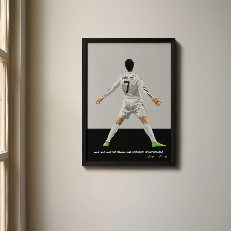 QUOTE - UNQUOTE ART QUOTE UNQUOTE ART Ronaldo Poster Real Madrid Frame Ronaldo Gifts 13x17 inches Black Frame - Image 2