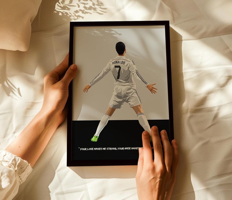 QUOTE - UNQUOTE ART QUOTE UNQUOTE ART Ronaldo Poster Real Madrid Frame Ronaldo Gifts 13x17 inches Black Frame - Image 4