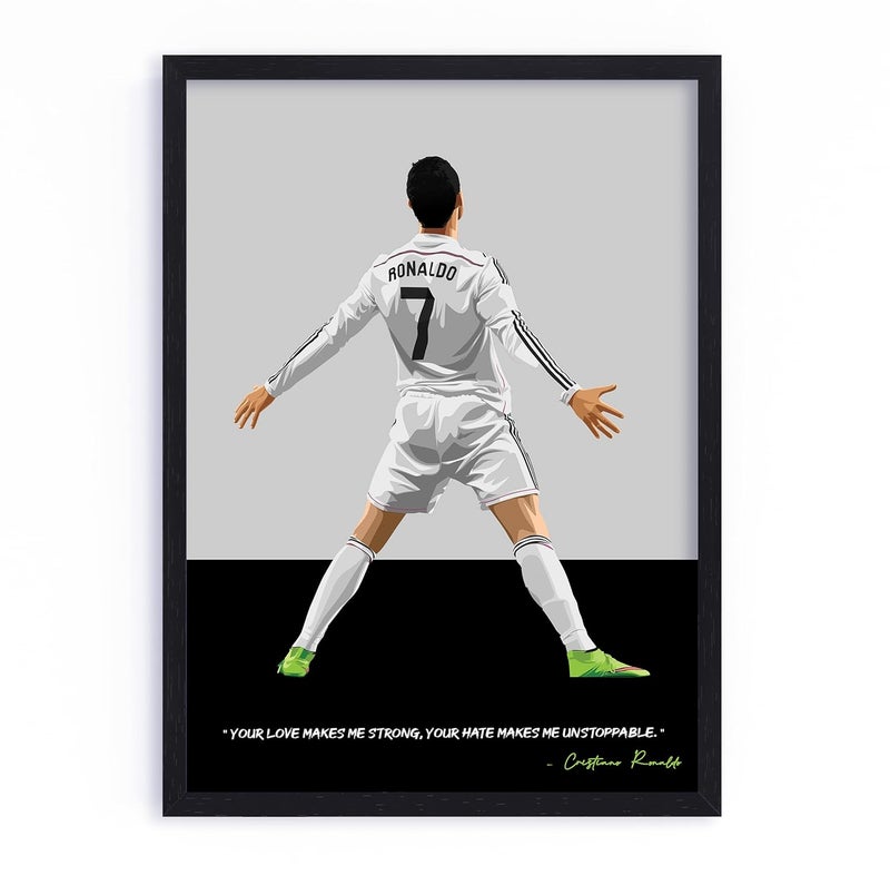 QUOTE - UNQUOTE ART QUOTE UNQUOTE ART Ronaldo Poster Real Madrid Frame Ronaldo Gifts 13x17 inches Black Frame - Image 1