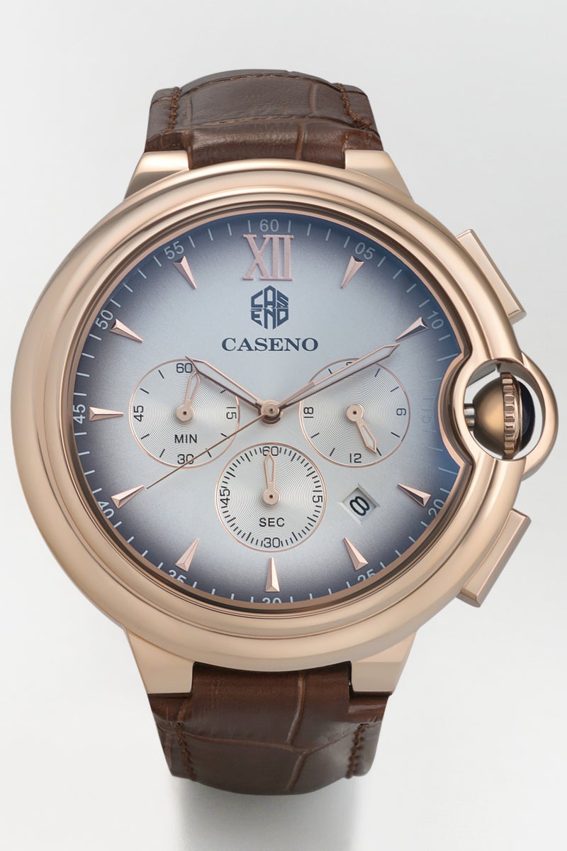 Caseno Watches for Men Luxury Quartz Water Resistant Watch Men's Chronograph Genuine Leather Strap - Image 1