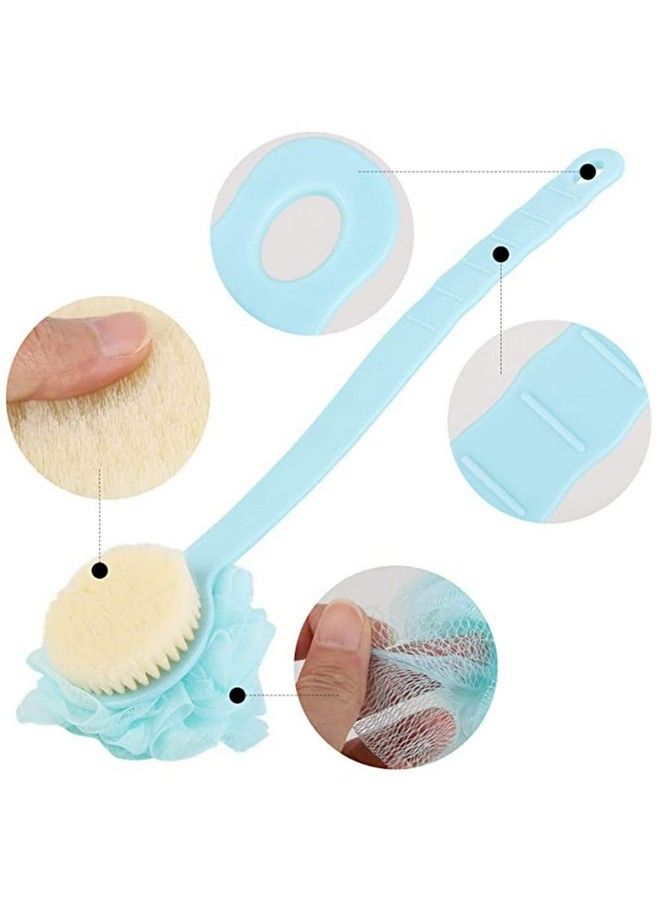 MosQuick Double Sided Loofah Back Scrubber Long Handle Shower Body Brush With Soft Mesh Sponge For Women Men Skin Exfoliating Bath Massage Set Of 2 - Image 2