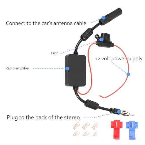 KSaAuto 12V Car Antenna Booster Stereo FM AM Radio Signal Amplifier Amp for Car Vehicle Truck SUV Boat Marine UTV RV Accessories FM Amplifier Audio Radio Stereo Media Head Unit Receiver - Image 2