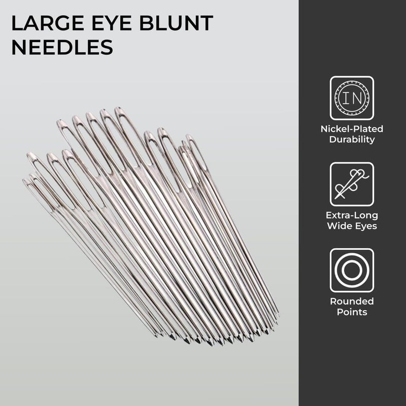 H&S Sewing Needles Set for Beginners and Professionals - 15 Stainless Steel Tapestry Needles for Wool with Big Eye - Large Yarn Darning Needle Set with Case - Image 4