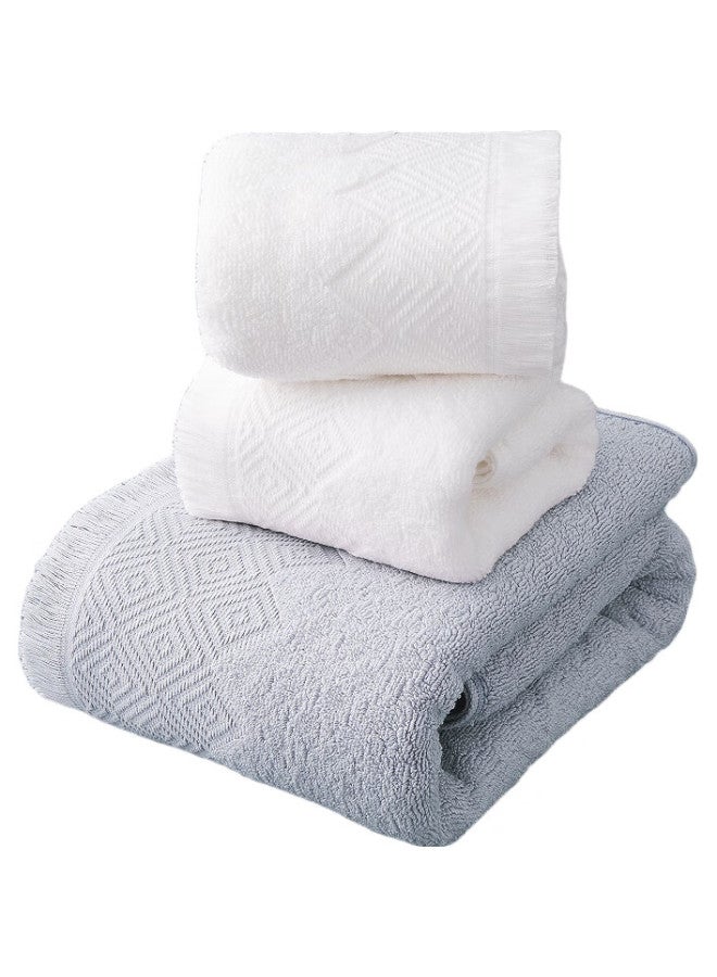 Grace مجموعة مناشف جريس القطنية النقية المضادة للبكتيريا ومناشف الاستحمام، تصميم مقاوم للرياح، مجموعة هدايا مناشف مريحة، أبيض + رمادي - Image 3
