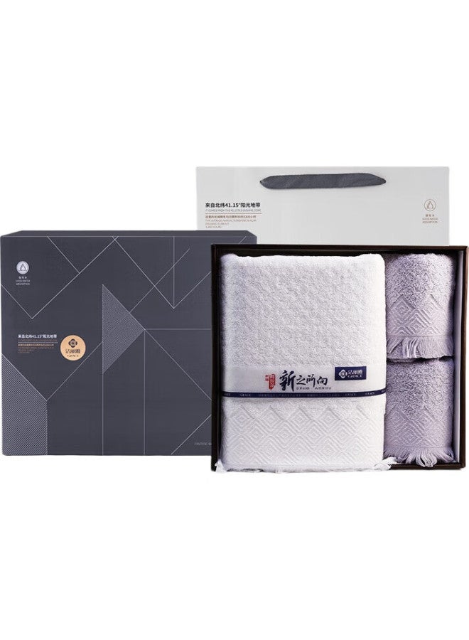 Grace مجموعة مناشف جريس القطنية النقية المضادة للبكتيريا ومناشف الاستحمام، تصميم مقاوم للرياح، مجموعة هدايا مناشف مريحة، أبيض + رمادي - Image 1