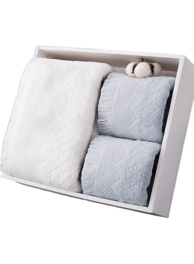 Grace مجموعة مناشف جريس القطنية النقية المضادة للبكتيريا ومناشف الاستحمام، تصميم مقاوم للرياح، مجموعة هدايا مناشف مريحة، أبيض + رمادي - Image 2