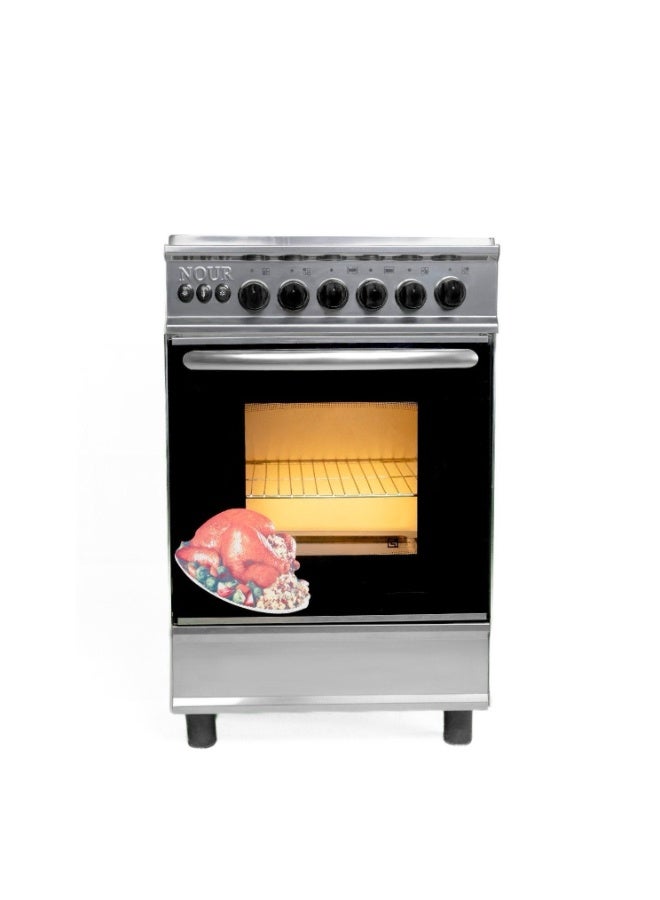 Nour Gas Cooker, 4 Burners, 55 cm, silver/black - GC-SC544-Cu - Image 1