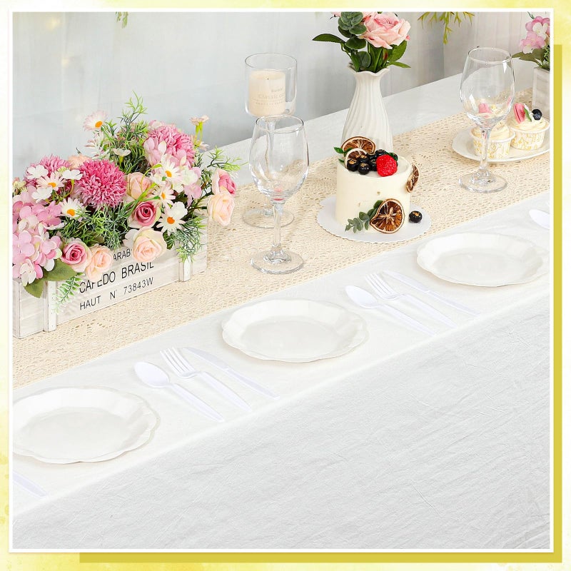 NatNarr 30pcs Scalloped Plates, 7 Inch Disposable White Paper Plates Cute Paper Dessert Cake Dinner Party Supplies for Wedding Bridal Baby Shower - Image 4