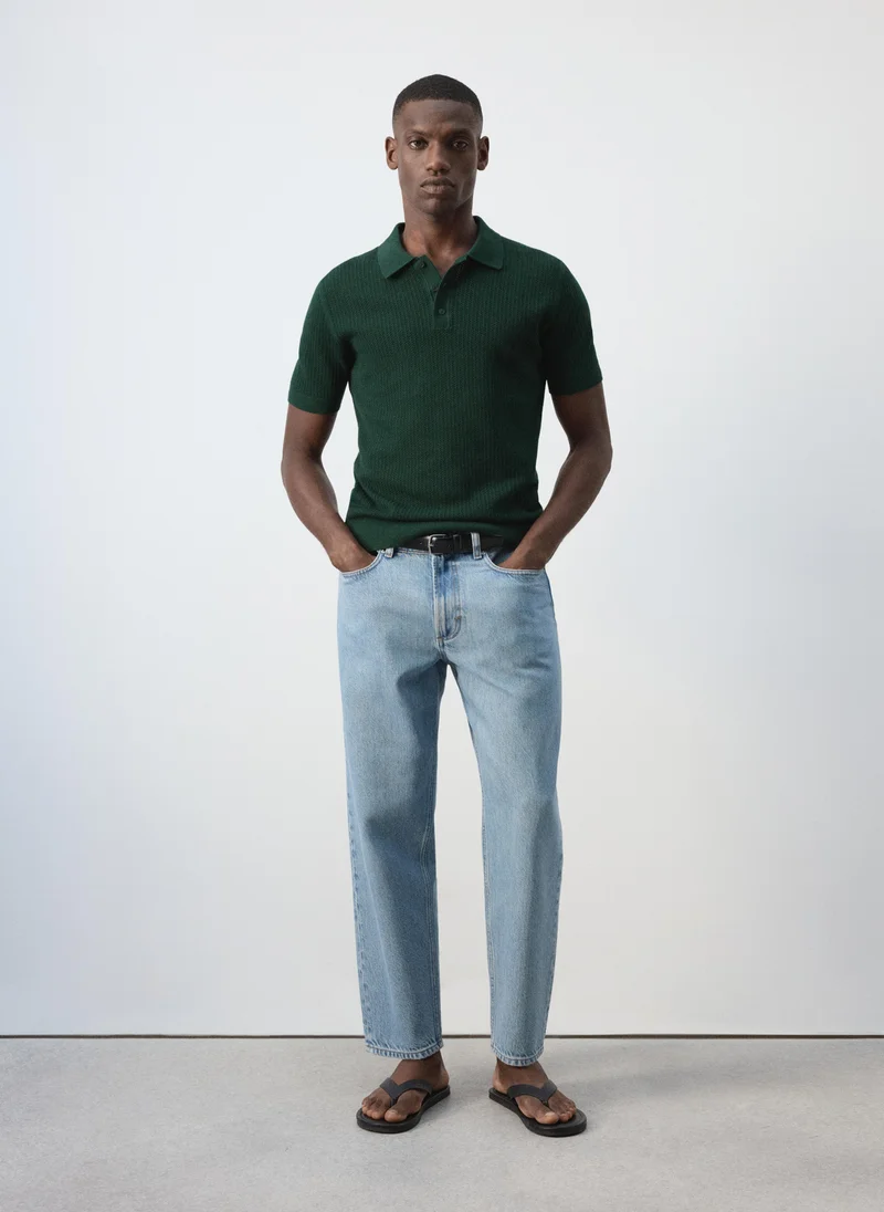 Mango Man 49-BOTELLA 100% Cotton Knitted Polo Structure for Men | Best Price UAE