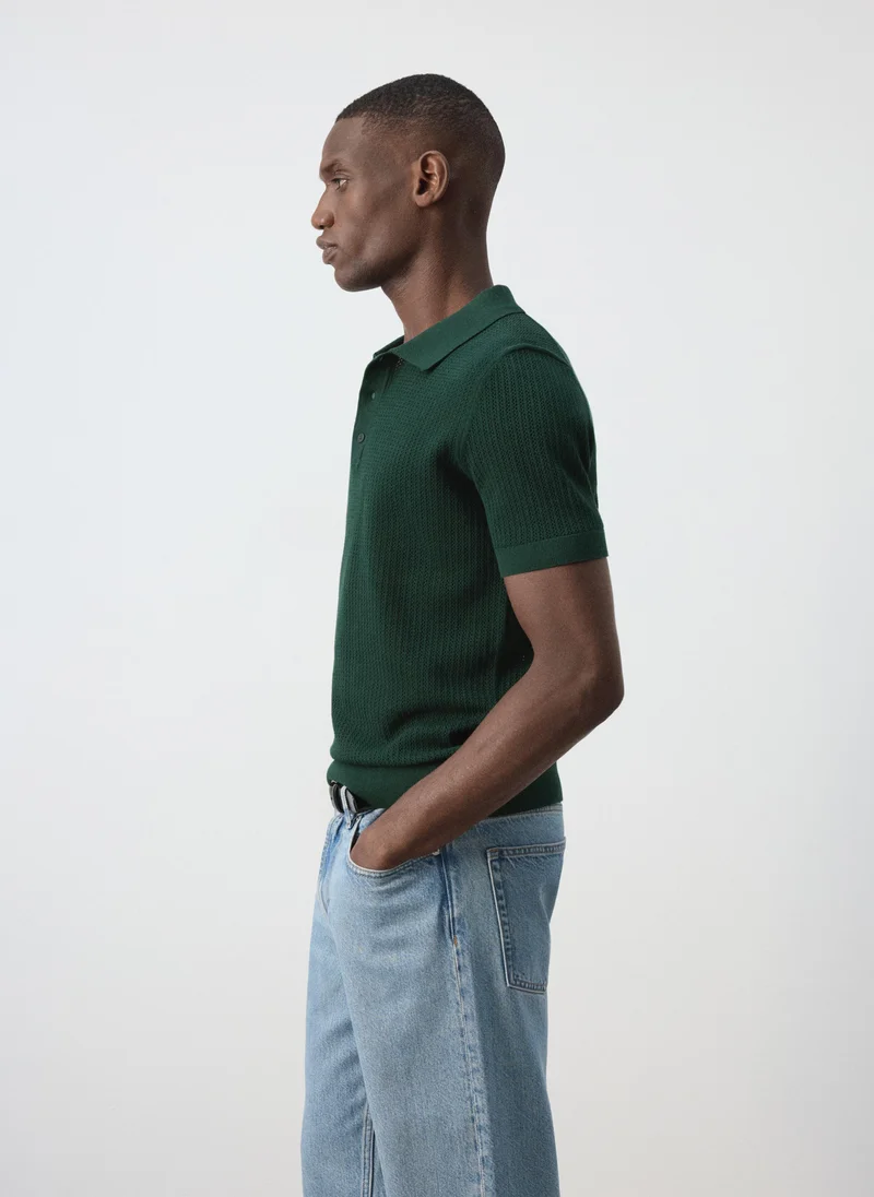 Mango Man 49-BOTELLA 100% Cotton Knitted Polo Structure for Men | Best Price UAE