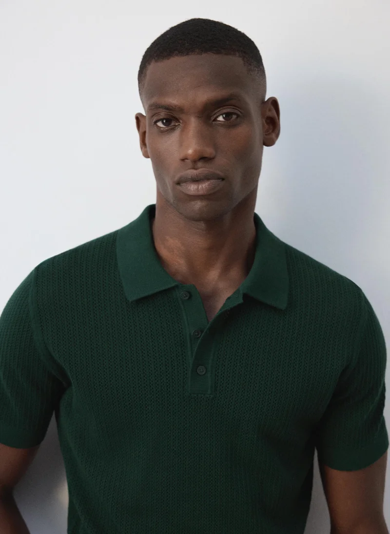 Mango Man 49-BOTELLA 100% Cotton Knitted Polo Structure for Men | Best Price UAE