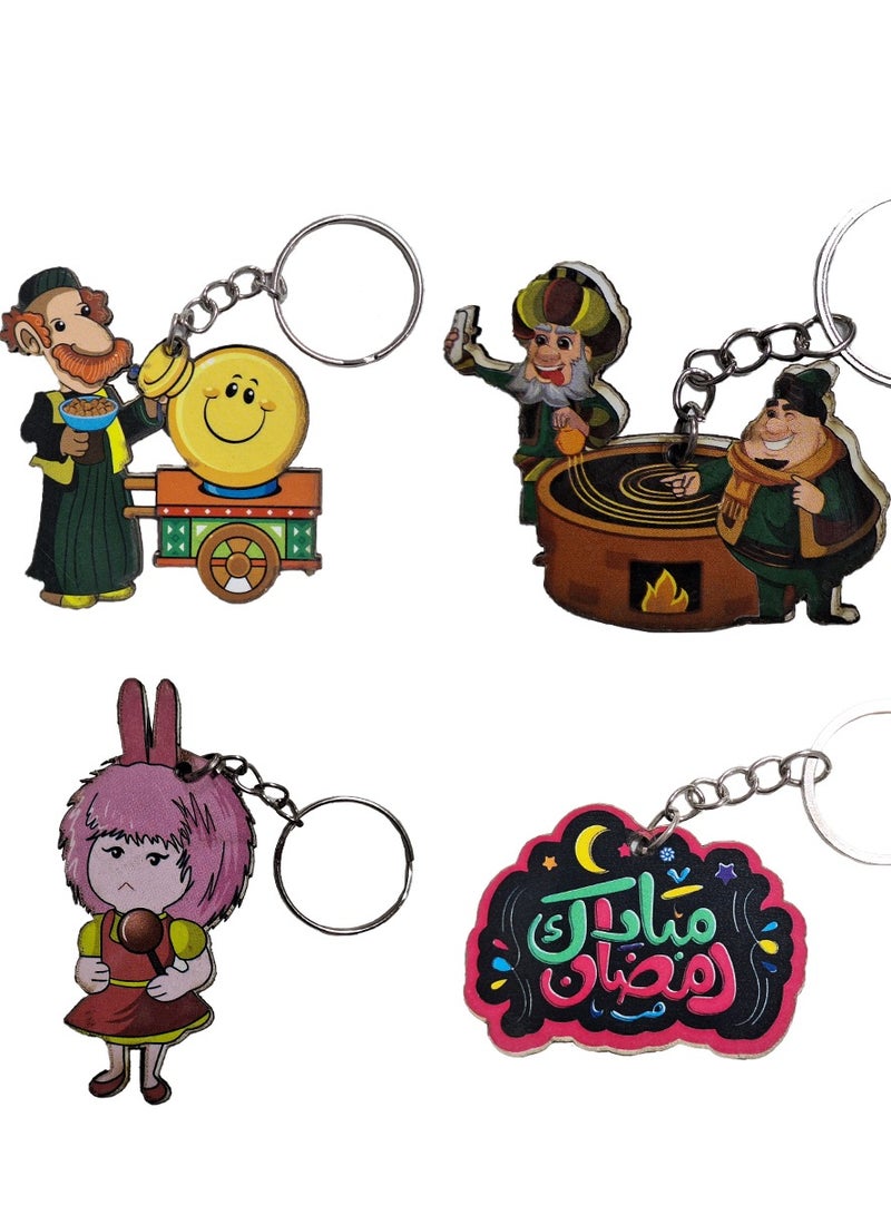 Ramadan medals, characters, new Ramadan medal, toy for children, 4 pieces, different shapes, high wooden material - Image 1