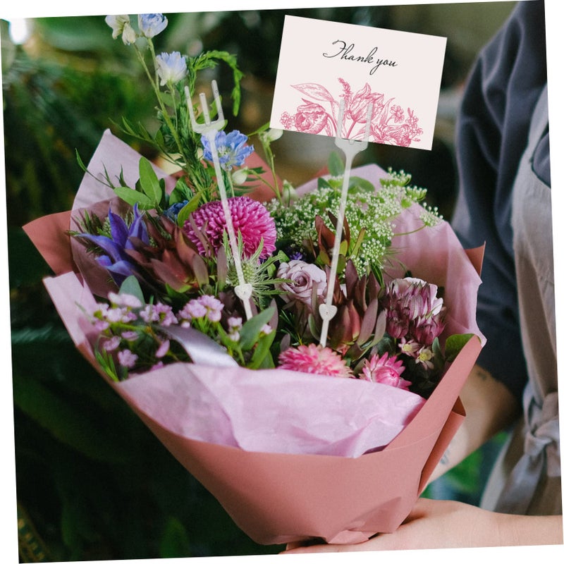 Plastic Flower Picks For Bouquet Card Holder Sticks DIY Floral Arrangements Green 10 Pack - Image 4