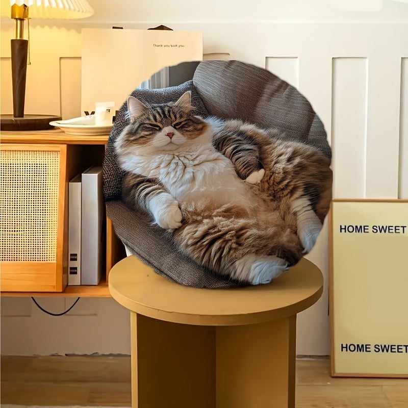 16x16 Inch Double Sided Fluffy Cat Pillow For Couch Bed Car - Image 4