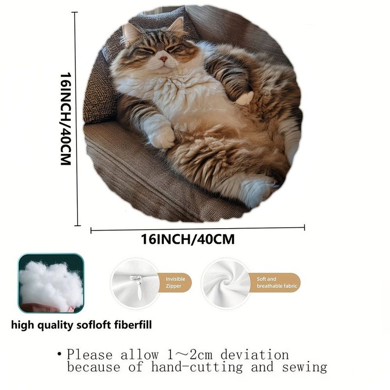 16x16 Inch Double Sided Fluffy Cat Pillow For Couch Bed Car - Image 3