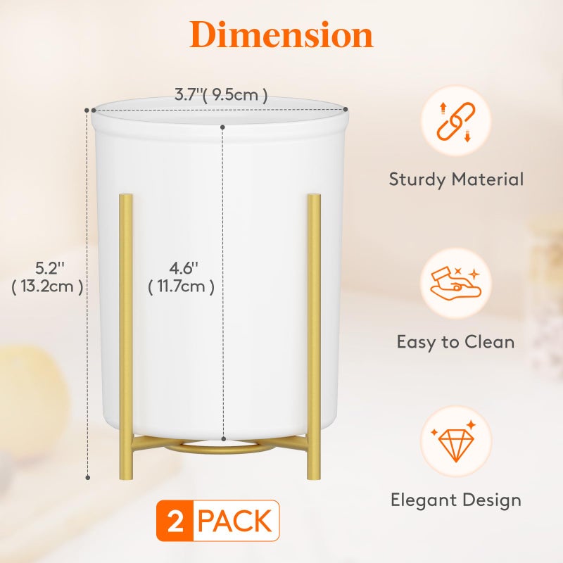 Lifewit Plastic Silverware Holder for Kitchen Countertop, Cutlery Flatware Caddy with Metal Bracket, Utensil Spoon Fork knives Organizer for Party Picnic, Gold, 2 Pack - Image 2