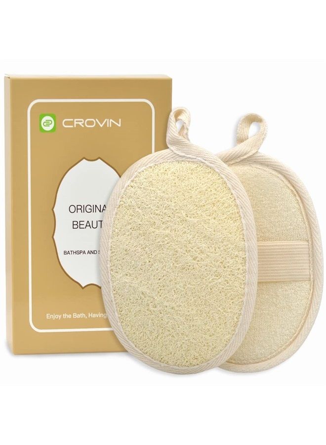 Natural Loofah Sponge for Exfoliating and Invigorate Your Dead Skin - Lufa Body Scurbber Clean Your Body Deeply Pack of 2