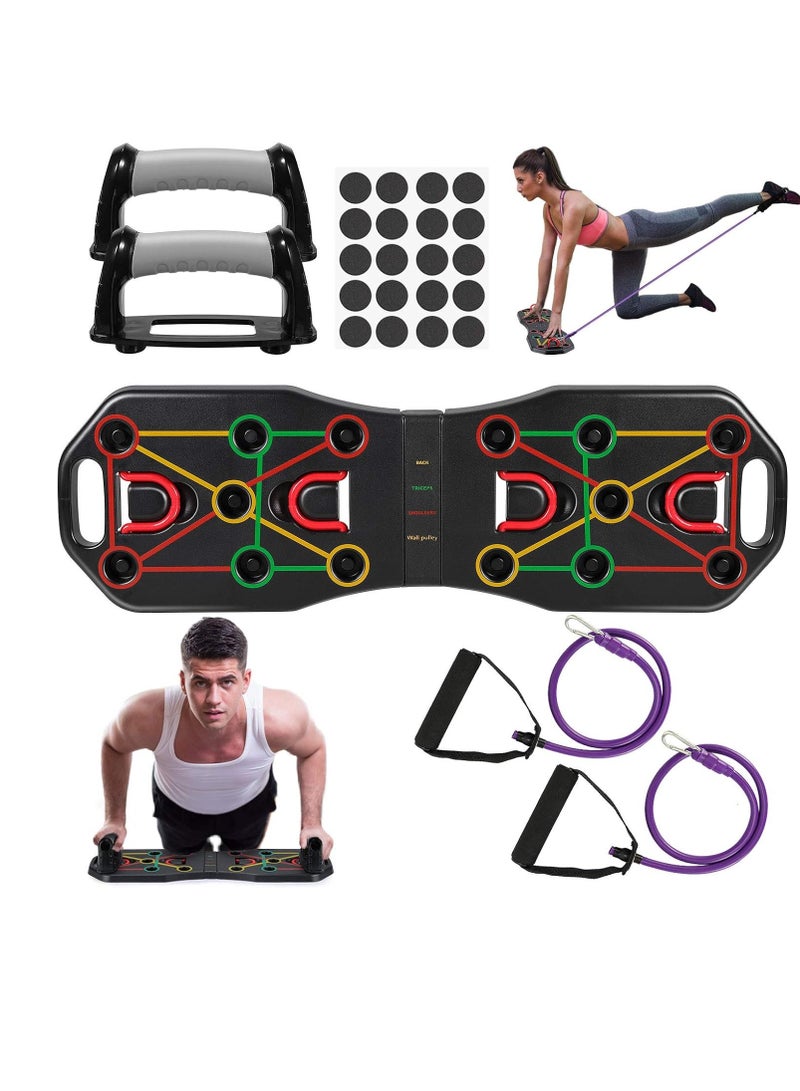 vsell24 Bodybuilding Scaffolding Board Foldable with Resistance Bands, Multifunctional Strength Training Board Fitness Equipment for Men Women Muscle Training Gym Home Workout  - Image 4