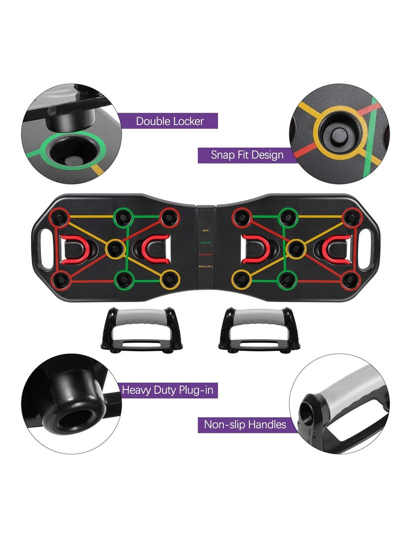 vsell24 Bodybuilding Scaffolding Board Foldable with Resistance Bands, Multifunctional Strength Training Board Fitness Equipment for Men Women Muscle Training Gym Home Workout  - Image 1
