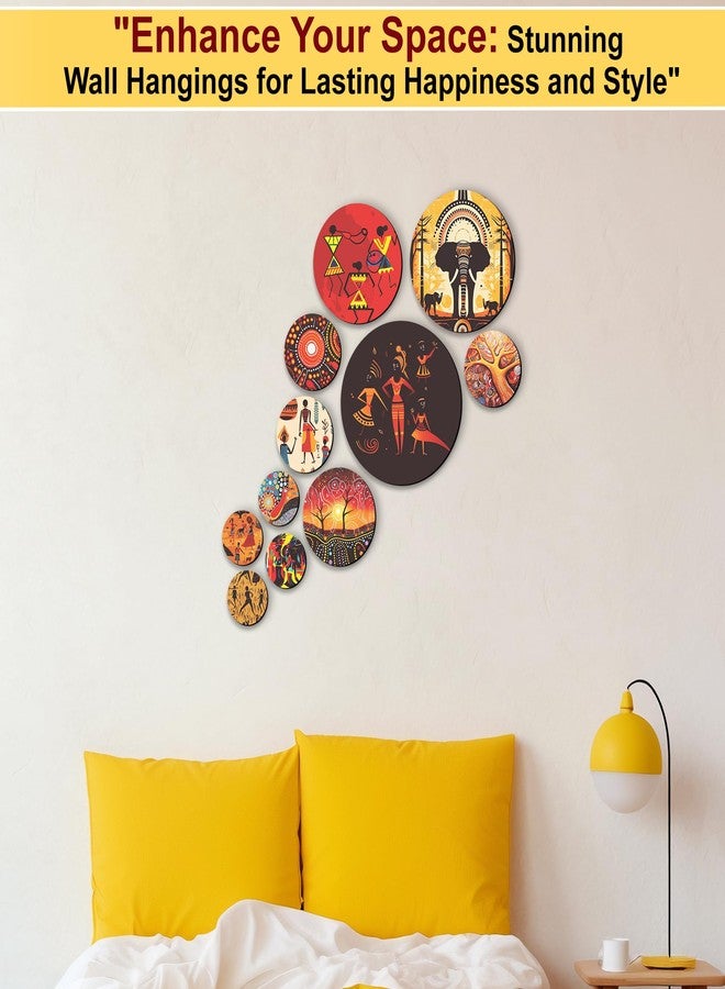 Twinster Wooden Wall Hanging for Home Decor, Living Room, Bedroom, Office, Motivational Art Patterns, Wall Decor, Pack of 11 (Rajasthani) - Image 3