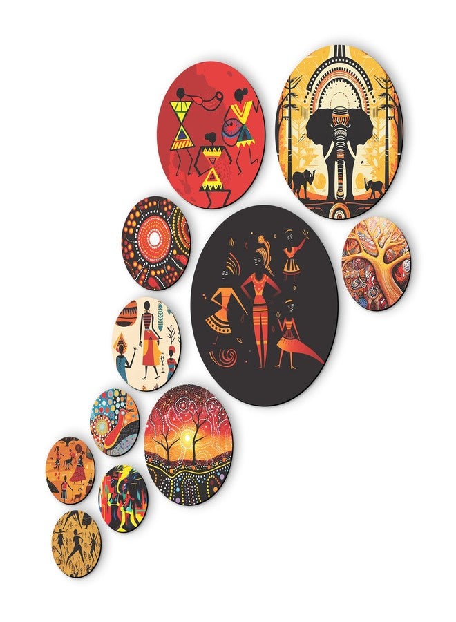Twinster Wooden Wall Hanging for Home Decor, Living Room, Bedroom, Office, Motivational Art Patterns, Wall Decor, Pack of 11 (Rajasthani) - Image 1