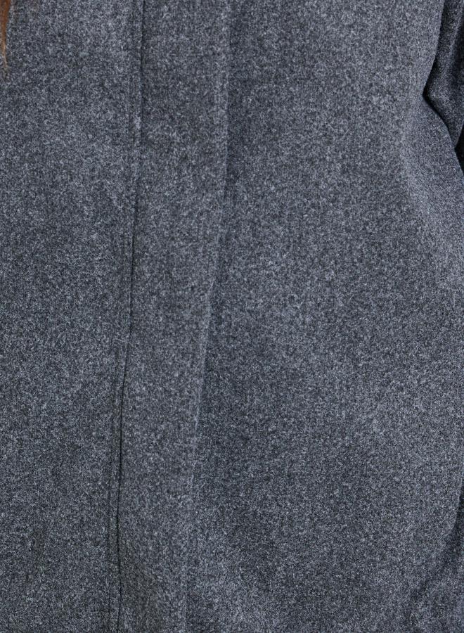 Styli Women Grey Solid High Neck Oversized Coat - Image 4