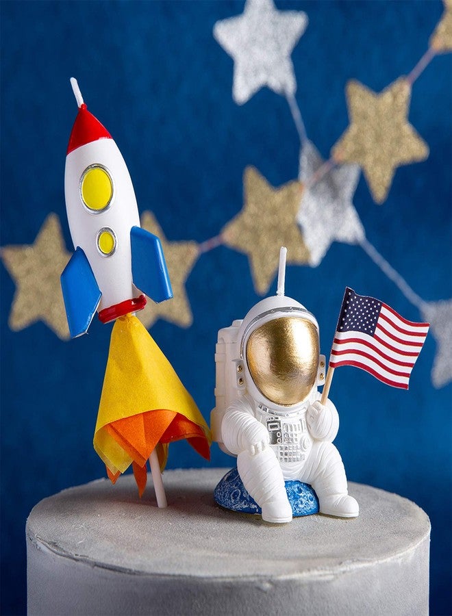 FLYPARTY Children's Birthday Candles with American Flag,Handmade Adorable Cute Spaceman Baby Shower Cake Topper Candle, Wedding Festival Space Theme Party Favors Decorations (Astronaut 02) - Image 4