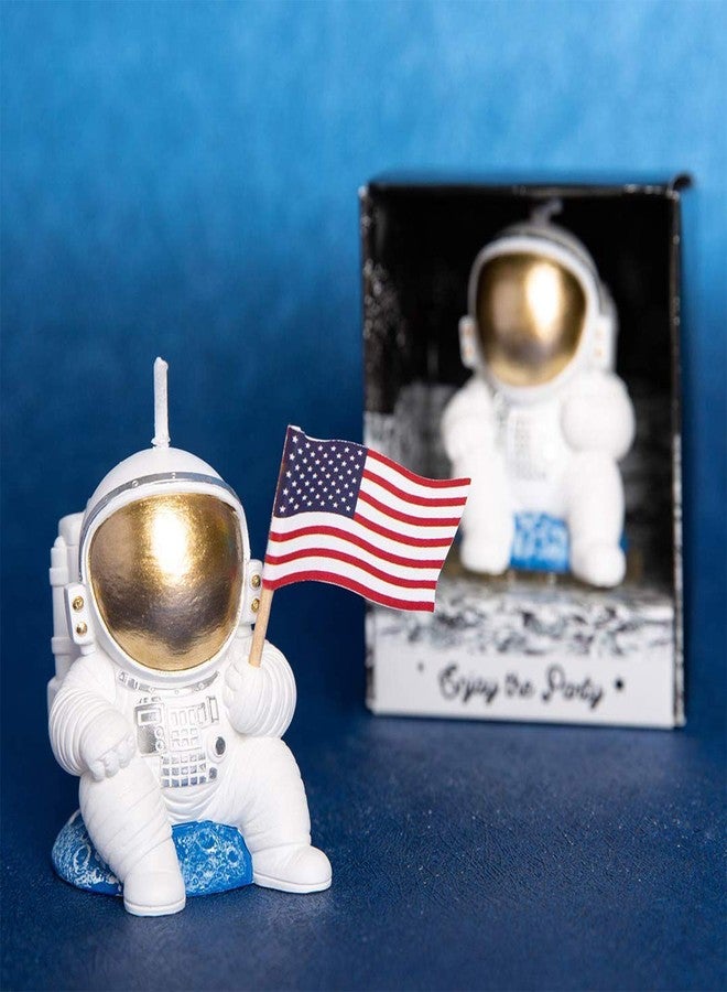 FLYPARTY Children's Birthday Candles with American Flag,Handmade Adorable Cute Spaceman Baby Shower Cake Topper Candle, Wedding Festival Space Theme Party Favors Decorations (Astronaut 02) - Image 2