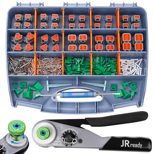 JRready DW5011 Deutsch Connector Kit DT Connectors 2 3 4 6 Pin Size 16 Solid Contacts1620 AWG Deutsch Crimp Tool Pin Removal Tool IP68 Waterproof Automotive Electrical Connectors - Image 1