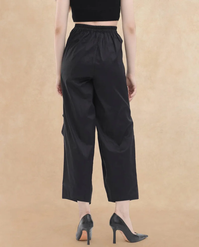 Rareism Women's Casual Comfort: Cotton Satin Parachute Pants