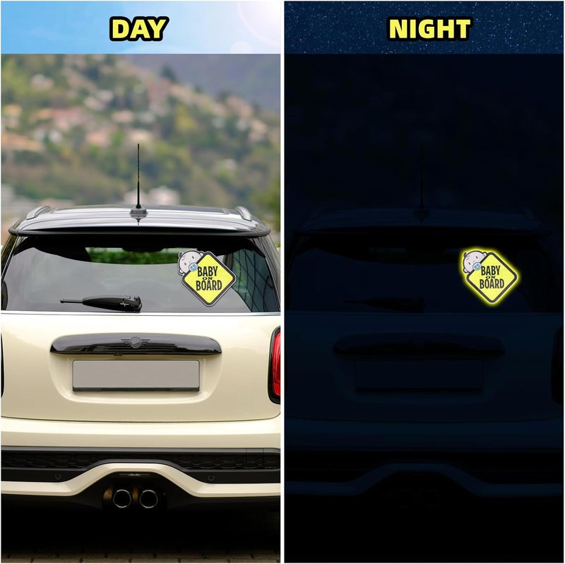 Psyqtsuary 3Pack Baby on Board Sticker for Cars, Baby On Board Signs Baby in Car High Intensity Reflective Waterproof Vinyl Safety Car Signs SeeThrough When Reversing for Rear Side Windows Bumpers, Bright Yellow Bug proof seal - Image 3