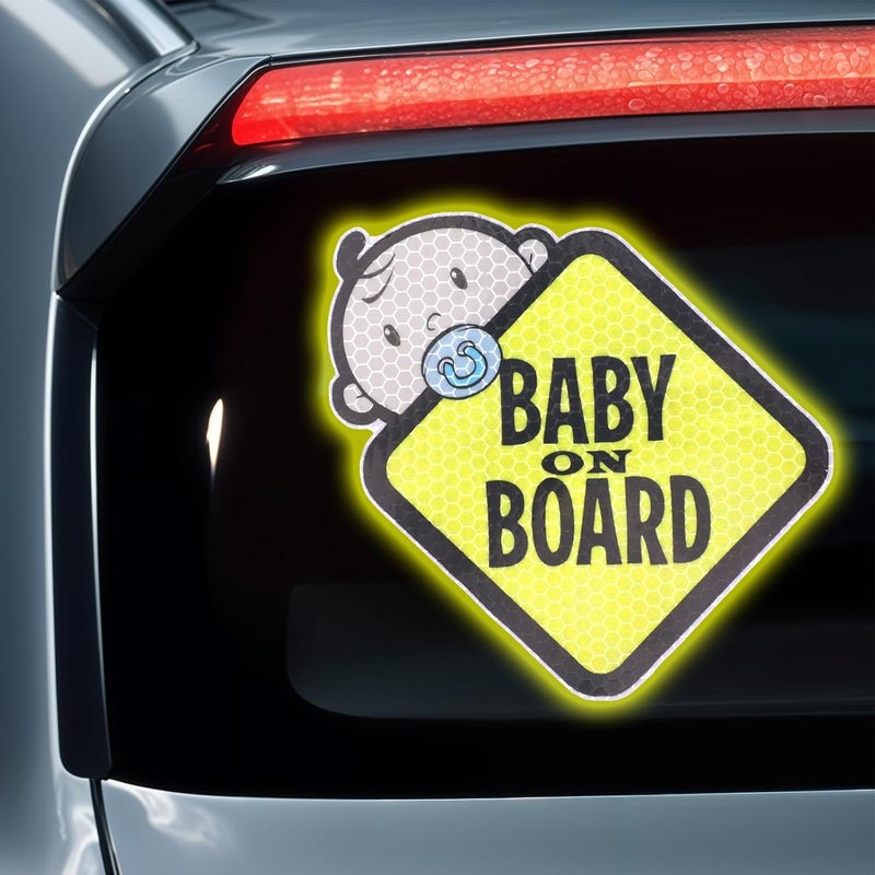 Psyqtsuary 3Pack Baby on Board Sticker for Cars, Baby On Board Signs Baby in Car High Intensity Reflective Waterproof Vinyl Safety Car Signs SeeThrough When Reversing for Rear Side Windows Bumpers, Bright Yellow Bug proof seal - Image 1