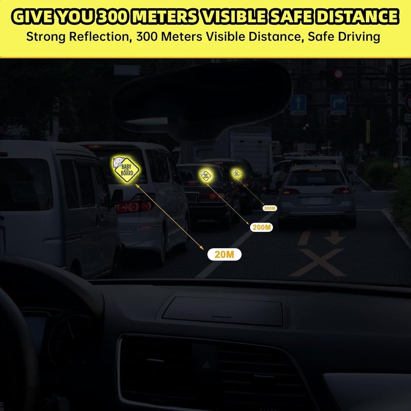 Psyqtsuary 3Pack Baby on Board Sticker for Cars, Baby On Board Signs Baby in Car High Intensity Reflective Waterproof Vinyl Safety Car Signs SeeThrough When Reversing for Rear Side Windows Bumpers, Bright Yellow Bug proof seal - Image 5