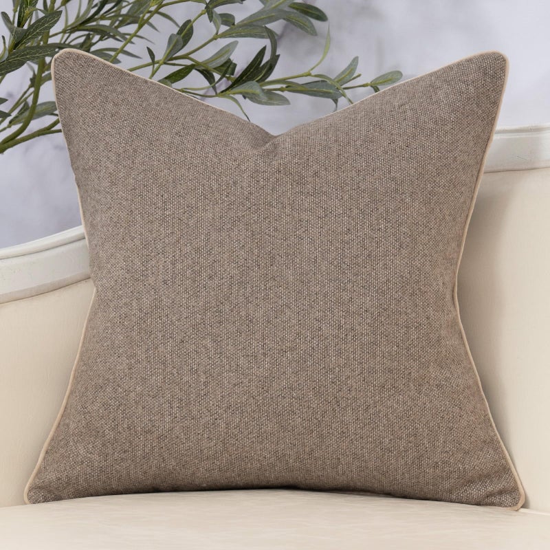 Yangest Neutral Floral Pillow Cover 20 x 20 Inches, Vintage Chenille Square Throw Pillow Cover Soft Decorative Farmhouse Accent Couch Pillow Cover for Living Room Bedroom, Coffee Brown - Image 2