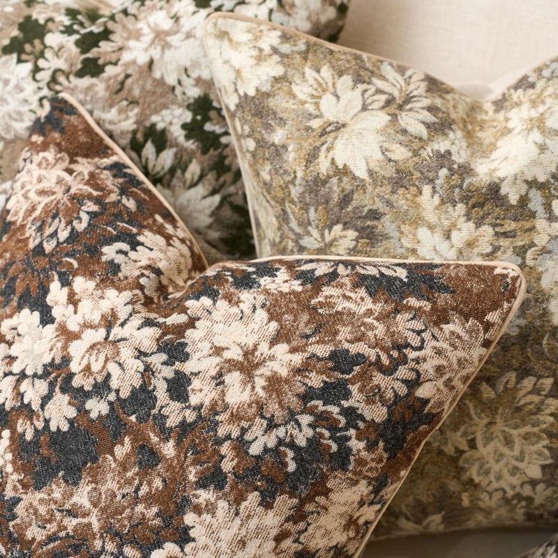 Yangest Neutral Floral Pillow Cover 20 x 20 Inches, Vintage Chenille Square Throw Pillow Cover Soft Decorative Farmhouse Accent Couch Pillow Cover for Living Room Bedroom, Coffee Brown - Image 5