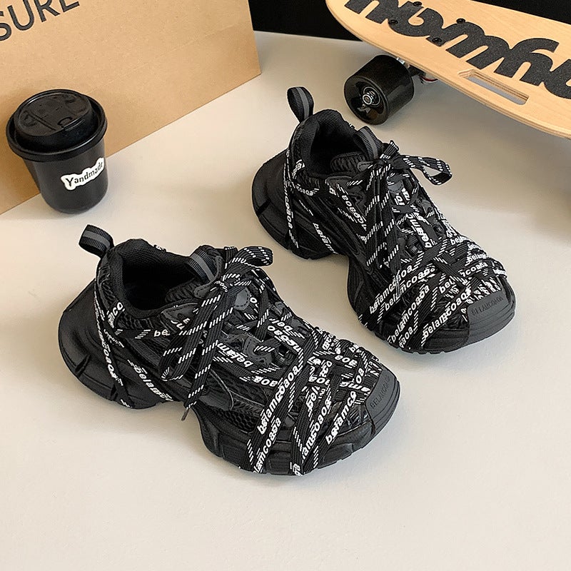 Unisex Spider-Man Lace-Up Platform Sneakers with Vintage Distressed Style and Breathable Cotton Lining - Image 3