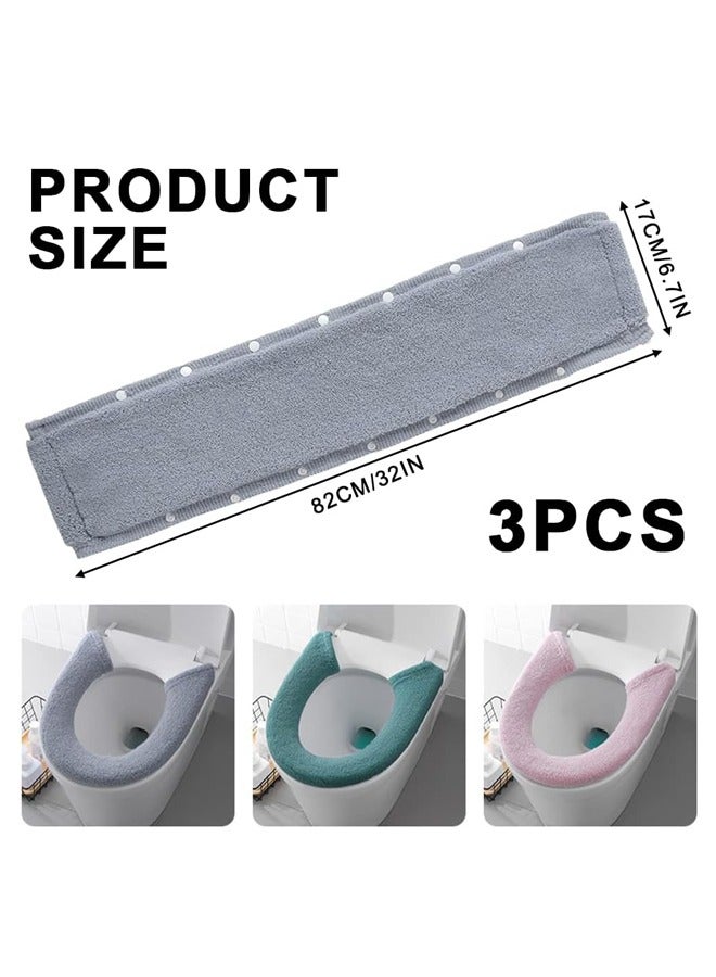 3 pcs Soft Thicker Toilet Seat Warmer Cover,Universal Toilet Seat Mat, Keep Warm(Blue, Pink, Brown) - Image 2