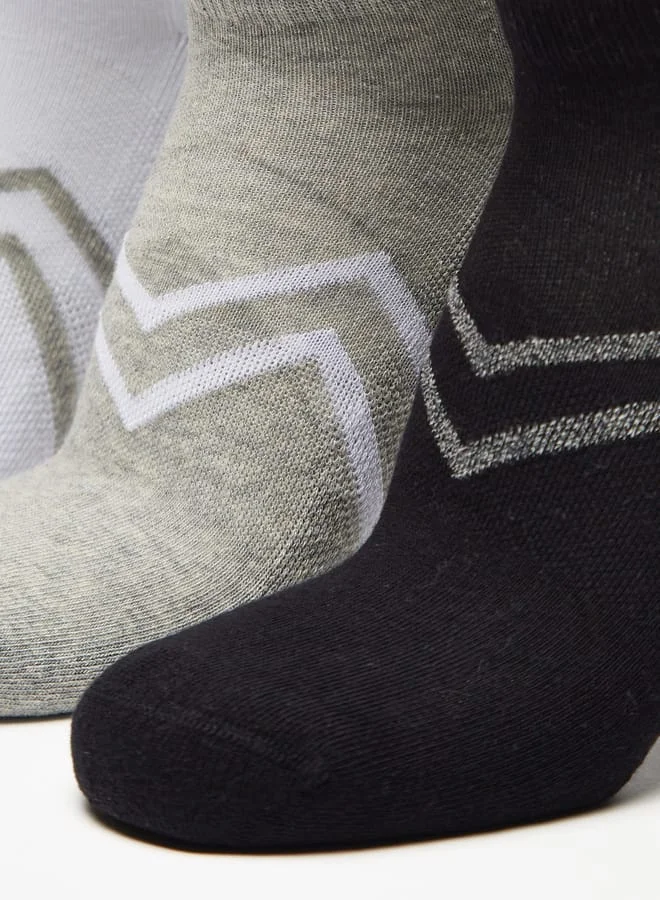 Dash Men's Printed Ankle Length Sports Socks - Set of 3