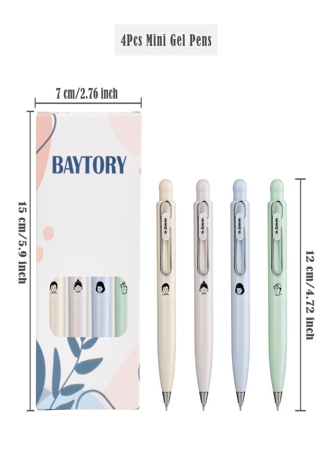 BAYTORY 4Pcs Mini Gel Pens, Cute Retractable Small Pocket Pen, Quick Dry Black Ink 0.5mm Pens, Gel Ink Pen Smooth Writing Comfortable to Use for Journaling Note Taking Sketching (Morandi) - Image 2