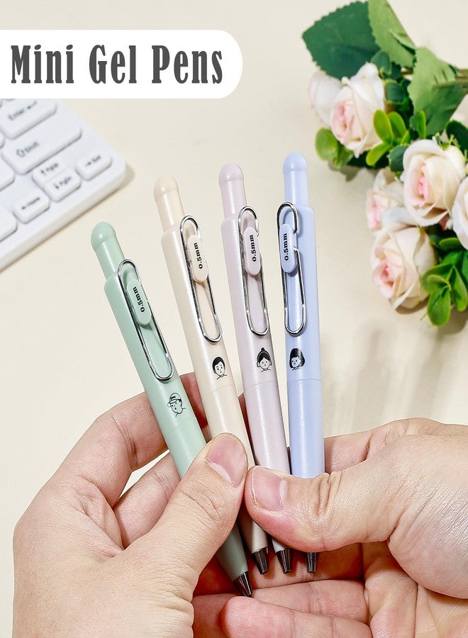 BAYTORY 4Pcs Mini Gel Pens, Cute Retractable Small Pocket Pen, Quick Dry Black Ink 0.5mm Pens, Gel Ink Pen Smooth Writing Comfortable to Use for Journaling Note Taking Sketching (Morandi) - Image 3