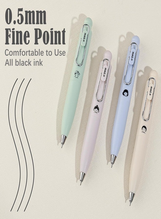 BAYTORY 4Pcs Mini Gel Pens, Cute Retractable Small Pocket Pen, Quick Dry Black Ink 0.5mm Pens, Gel Ink Pen Smooth Writing Comfortable to Use for Journaling Note Taking Sketching (Morandi) - Image 4
