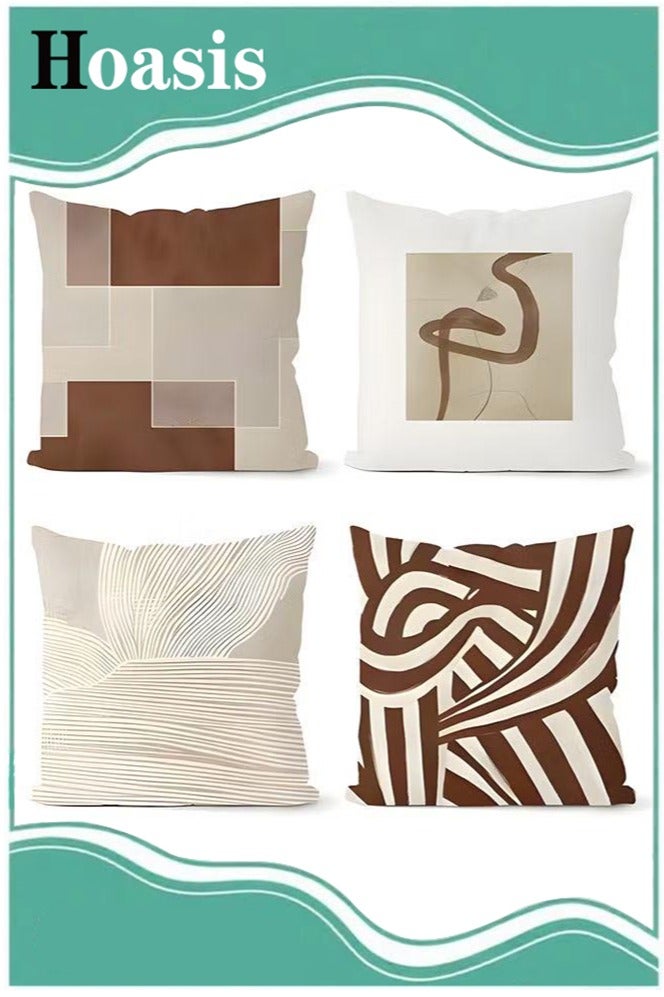 Hoasis Cushion Covers Set of 4, Throw Pillow Cover, Abstract Modern Decorative Couch Pillow Case 45cm x 45cm, For Living Room Sofa Car Couch Bed Pillowcases ,45cm x 45cm - Image 1