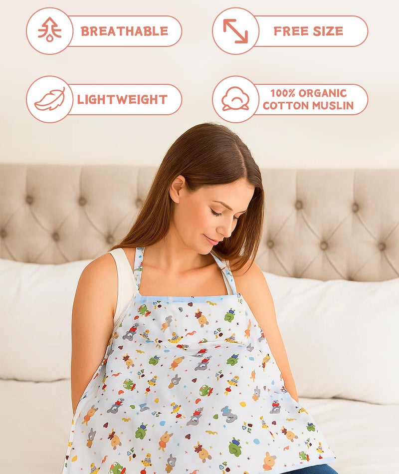 Zytiqt Nursing Cover for Breastfeeding, Feeding Covers for Nursing Mom, Cotton Feeding Apron for Mom with Animal Print, Breastfeeding Cover for Mother, Feeding Shawl Breastfeeding Mother - Image 5