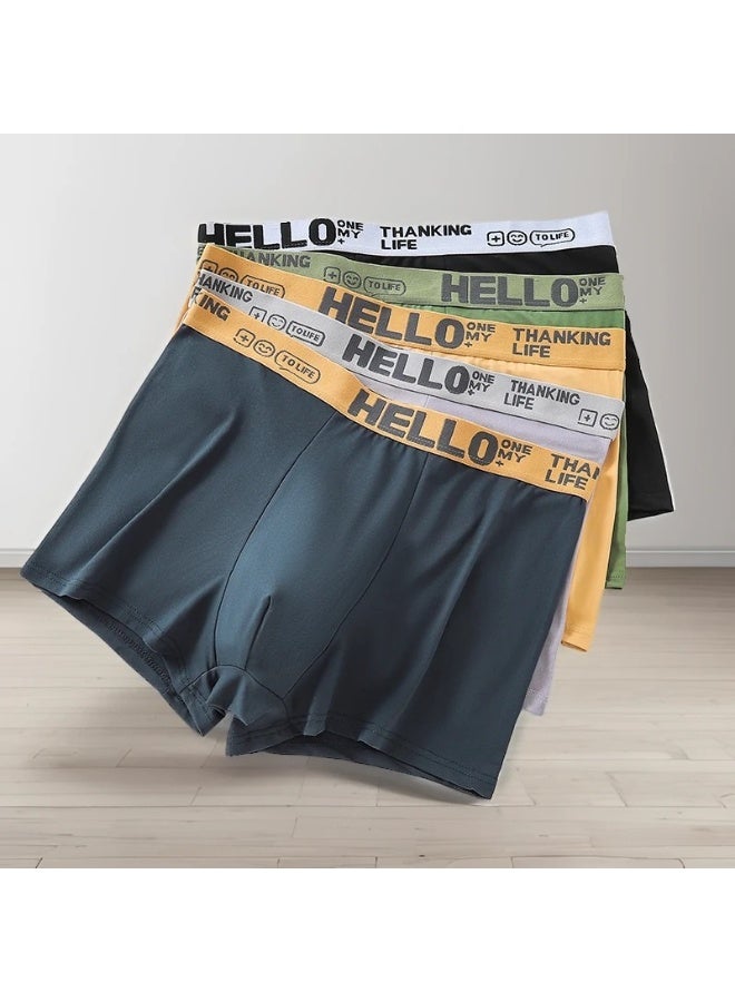 5 Pack Hello Men’s Sort Boxer Briefs & Trunks,Breathable Stretch Cotton Moisture-Wicking Underwear,Modern Fit Low Rise - Image 2