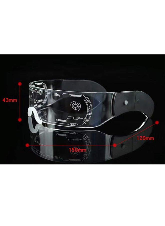 2Pcs LED Visor Glasses, 7 Colors Futuristic Glasses, 4 Modes Light Up Glasses, Cyberpunk Futuristic Luminous Cosplay Glasses, Rechargeable Cool Neon Shine Party Goggles, Luminous Glasses for Adults