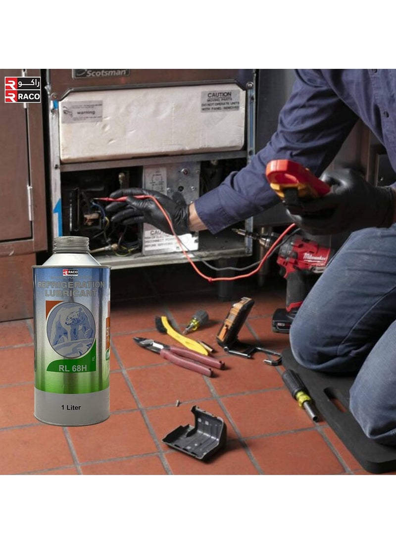 RACO Refrigeration Lubricant RL 68H Oil, 1 Liter Synthetic Polyol Ester for HFC Refrigeration and Air Conditioning Compressors