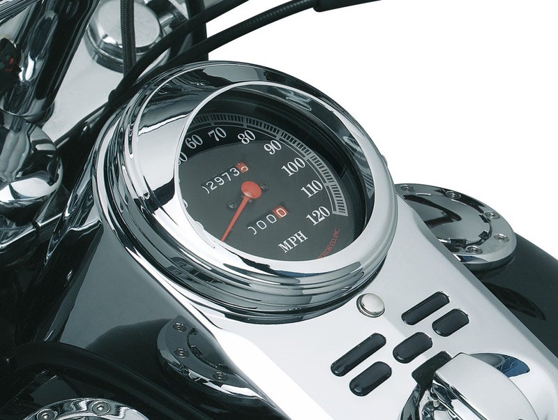 Kuryakyn 112 Motorcycle Accent Accessory 5 TankMounted Speedometer Trim Ring with Visor for 19682019 HarleyDavidson Motorcycles Chrome Pack of 1