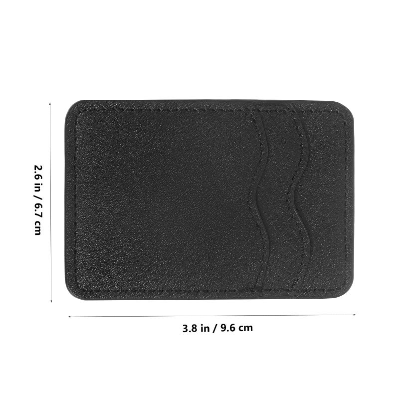 Black Pu Leather Adhesive Phone Wallet For Women Double Card Slot Stick On Pocket - Image 3