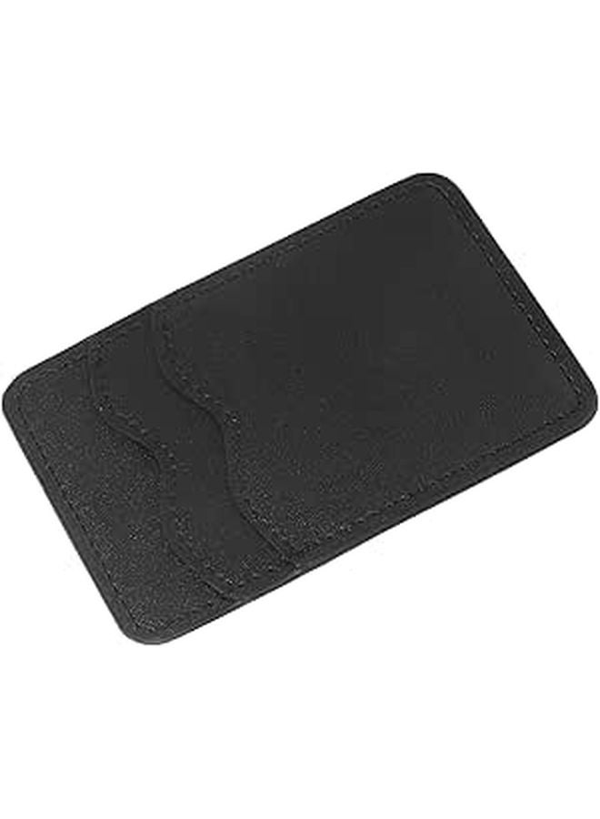 Black Pu Leather Adhesive Phone Wallet For Women Double Card Slot Stick On Pocket - Image 1