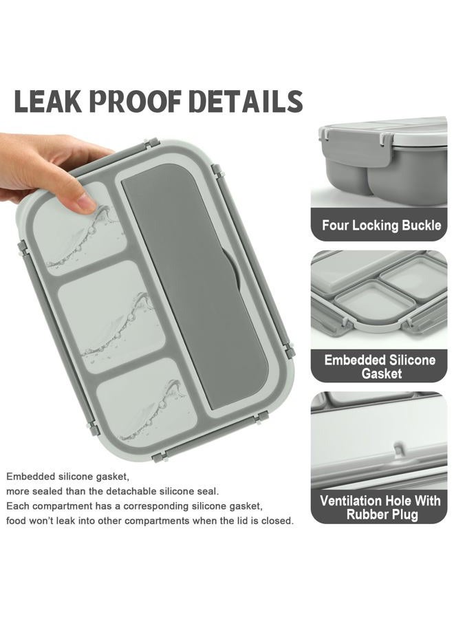 shell and turtle Bento Box Adult Lunch Box, Lunch Containers for Kids Girls Boys with 4 Compartments, Lunchable Food Container with Utensils, Sauce Jar, Muffin Liners, 40 Oz/5 Cup, Microwave & Dishwasher Safe, Gray - Image 4
